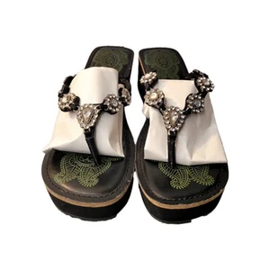 Skechers Sandals Size 9.5 Cali Somethin Else Rhinestone Wedge Black Shoe Boho - Picture 1 of 10