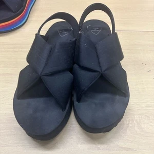 Sandalo donna Rocket Dog Hanalei Grosgrain cotone/tacco plateau taglia 11 usato in ottime condizioni - Foto 1 di 9