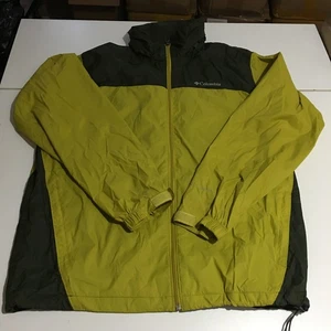 Columbia Men's Large Rain Jacket Omni- Shield Hooded Zip Nylon Yellowish Green - Picture 1 of 11