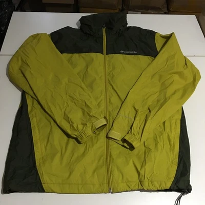 Columbia Men's Large Rain Jacket Omni- Shield Hooded Zip Nylon Yellowish Green - Image 1 of 4