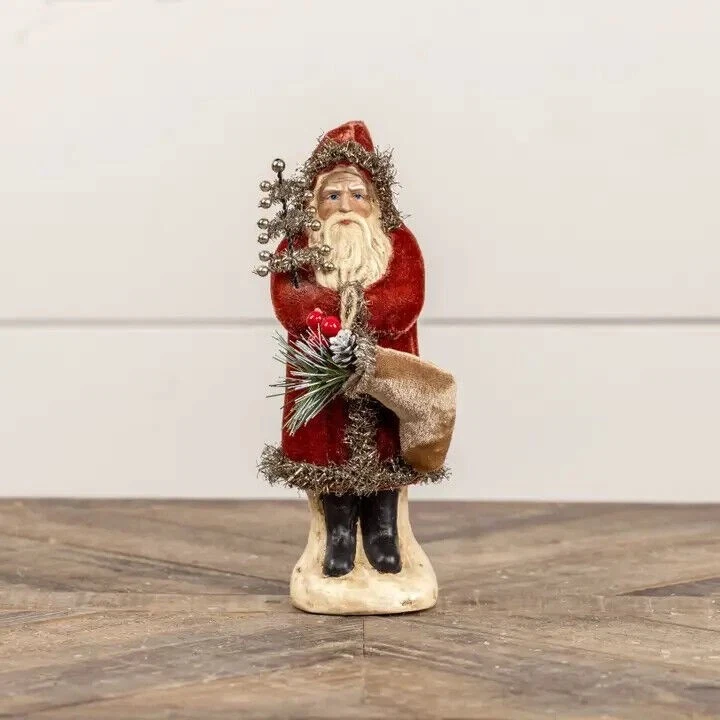 Ragon House Russet Velvet Belsnickle Santa 8" Paper Mache Christmas Figurine