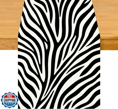 UEQIKI Zebra Stripes Table Runner for Home Party Decorations Seasonal Summer  - Image 1 of 4