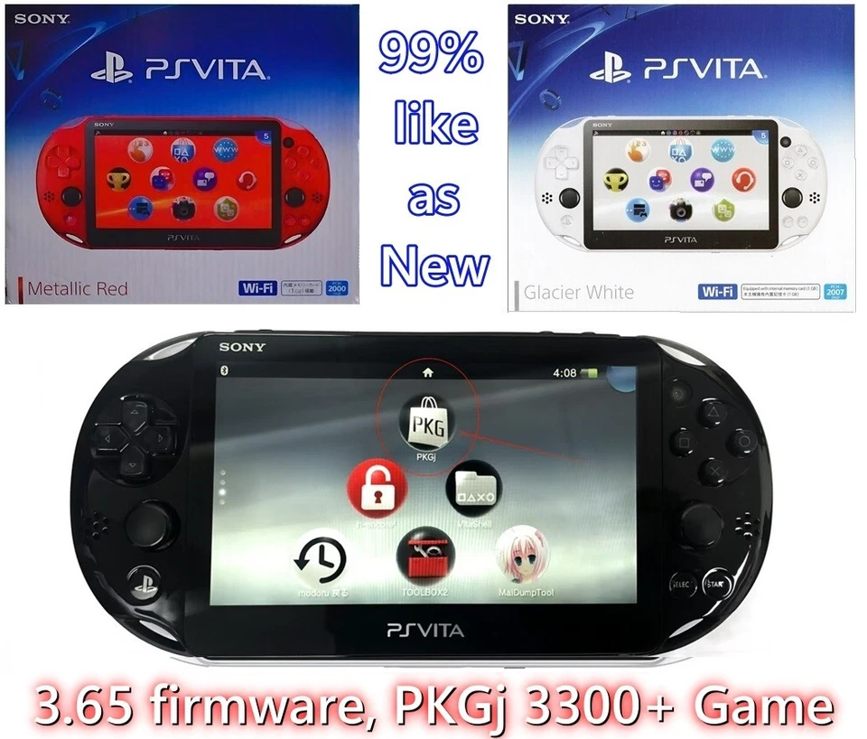 Sony PS Vita PCH-2000 Console 3.65 Firmware FOR Region Free, 128GB + PKGj Games - Image 1 of 4