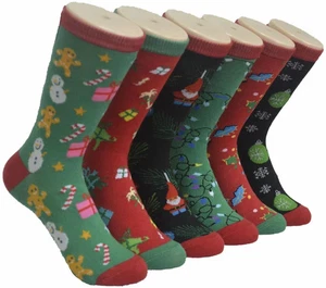 Großhandel Menge Frauen Weihnachten Crew Socken hell buntes ausgefallenes Design Größe 9-11 - Bild 1 von 1