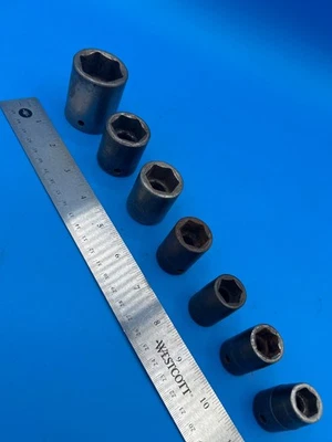 Snap-On Tools Impact Socket Set 1/2” Drive 1/2” to 1-1/8” 6 Point 7 Piece S-2-13 - Image 1 of 4
