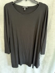 Pullover Eileen Fisher para mujer negro elástico mangas 3/4 talla XL - Imagen 1 de 5