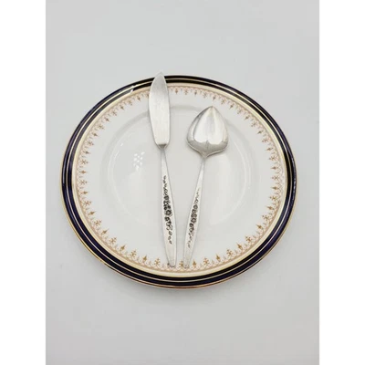 Cuchara de azúcar y cuchillo de mantequilla International Deep Silver LAUREL MIST plateado Foto 1 de 4