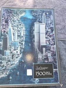 Milton Bradley Puzzle New York Twin Towers 1500pcs Just Imagine East Meets West - Picture 1 of 3
