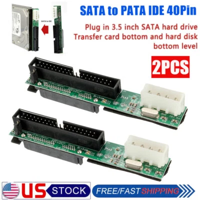 2Pcs Serial ATA SATA to IDE/PATA 40 Pin Converter 3.5" Adapter Card PC HDD CD - Image 1 of 4