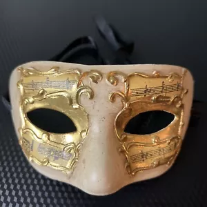 Mardi Gras Mask With Music Notes And Gold embellishment - Picture 1 of 7