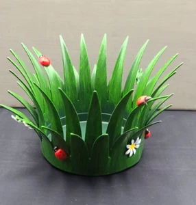 Yankee Candle Metal Grass Ladybugs Daisies Candle Holder - Picture 1 of 4