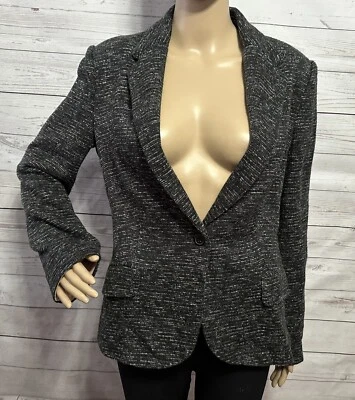 Blazer tejido Anthropologie Cartonnier medio gris oscuro botón único 66170 32054 Foto 1 de 4