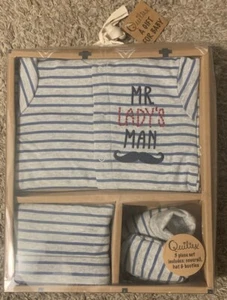 QUILTEX 3 Piece Baby 0-6 Mo Mr Lady's Man Coverall, Hat and botties - Picture 1 of 2