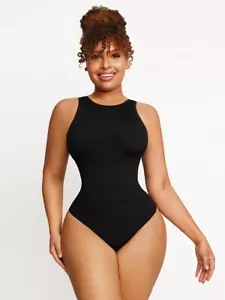 Women's Tummy Control Shapewear Bodysuit High Neck Seamless Body Shaper Sleevele - Picture 1 of 8