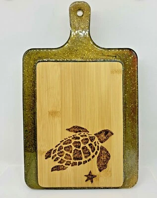 Handcrafted Turtle Nautical Beach Docktail Charcuterie Cutting Cheeseboard - Image 1 of 4