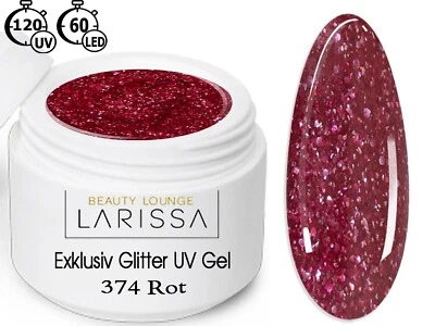 Exklusiv Glitter LED UV Gel mit hohe Deckkraft Farbgel 5 ml Farbe 374 Rot - Bild 1 von 4