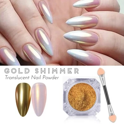 GOLD MIRROR POWDER CHROME EFFECT Pigment NAILS Translucent Glazed Donut Dust UK