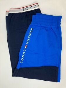 #57 Tommy Hilfiger Men's Color Block Logo Lounge Pants, Hampton Blue Size:2XL