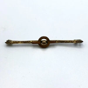 Broche barra prendedor vintage tono dorado - Imagen 1 de 4