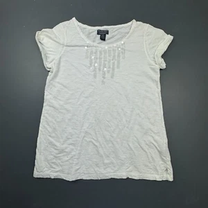 Polo Jeans Co Ralph Lauren T-Shirt Women’s Large White Sequin Cotton Casual - Picture 1 of 9