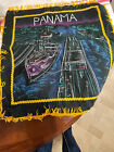 Vintage W W 2 Chinese Silk Souvenir Pillow Case Panama Canal & Battle Ships