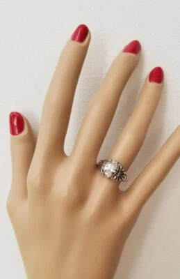 Anillo Estate Kabana - Plata de ley con circonita cúbica ovalada grande - Talla 7 - ¡Bonito! Foto 1 de 4