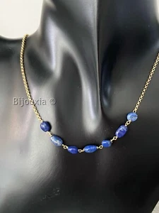 Collar Piedras Naturales en Plata 925/000 Dorado - Lapislázuli - Imagen 1 de 3