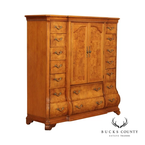 Pulaski Italian Louis XV Style Oak and Burlwood Bombe Chest Armoire Cover
