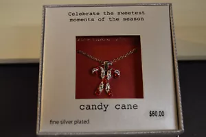 Candy Canes WITH Swarovski Crystal Christmas Pendant Necklace Holiday Gift - Picture 1 of 6