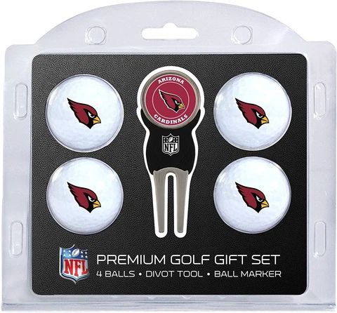 ARIZONA CARDINALS ---------4 LOGO GOLF BALLS ----- DIVOT TOOL &  BALL MARK Cover