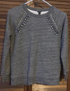 Sudadera J.CREW XS Mujer Tachuelas Adornada Mangas Largas Deslumbrante - Imagen 1 de 2