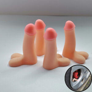 Novelty Car Bike Tyre Willy Penis Dick Valve Dust Caps Pack Of 4 NaturalColour ！