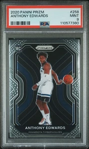 2020 Anthony Edwards   Panini Prizm Rookie PSA 9 MINT    #258 Timberwolves RC - Picture 1 of 2