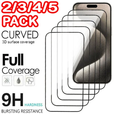 FULL COVER Screen Protector For iPhone 17 16 15 14 13 12 11 Pro Tempered Glass - Image 1 of 4