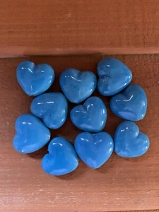 Blue Hearts 1” Glazed Porcelain Heart Beads DIY Jewelry & Crafts (Lot of 6) - Picture 1 of 5