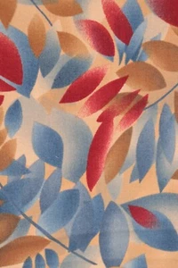 1.9 Yards Robert Kaufman Watercolor Meadows Blue Muted Red Brown Leaves on Tan - Picture 1 of 8