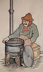 Representación humorística caricatura vendedor de castañas original - Imagen 1 de 5
