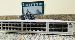 Tested Cisco C9300-48T-E 48-Port Gb w/ C9300-NM-8X & Dual PWR-C1-350WAC-P - Picture 1 of 9