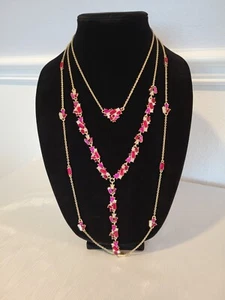 WHITE HOUSE SCHWARZMARKT rot rosa Strass wandelbar 3 in 1 Kette Halskette - Bild 1 von 5