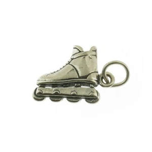 925 Sterling Silver Agressive Skates Roller Blade Charm - Picture 1 of 2