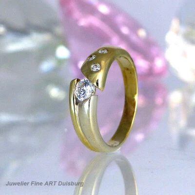 Anello IN 333 Oro Giallo - 4 Zirconia Brillante - Immagine 1 di 4