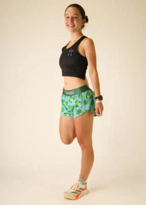 Pantaloncini corti donna Fartlek Froggies 1,5" con spacco (blu/verde) - Foto 1 di 12