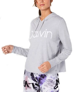 Calvin Klein Performance Women's Logo Hoodie T-Shirt; Grey (Medium) - Picture 1 of 1