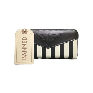BANNED - Another Lost Soul Striped Wallet Geldbörse - BLACK & WHITE - WT41094BLK ✅️ - Bild 1 von 5