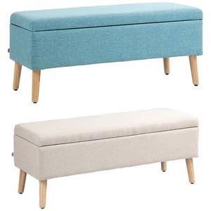 Sitzbank Polsterbank mit Stauraum scandinavia Truhenbank Polyester Holz - Bild 1 von 23