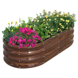Galvanized Raised Garden Bed, 4x2x1ft Oval Metal Planter Box for Planting Out... - Picture 1 of 6