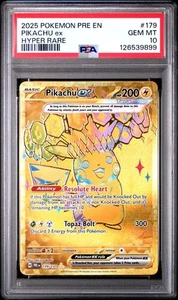 2025 POKEMON PRE EN-PRISMATIC EVOLUTIONS #179 PIKACHU ex HYPER RARE PSA 10 (Q99 - Picture 1 of 2