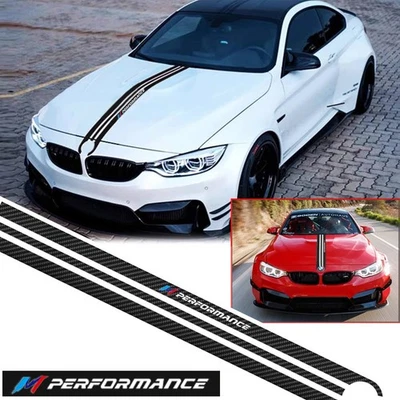 Pegatina a rayas capó capó coche rendimiento 55" para BMW 1 3 4 5 M3 M4 M5 Foto 1 de 4