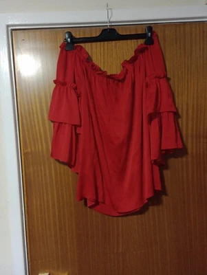 Dorothy Perkins Red Bardot Off Shoulder Blouse sz18 - Image 1 of 4