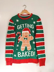 Lebkuchenmann "Getting Baked" Weihnachtspullover Pullover rot Größe M - Bild 1 von 3